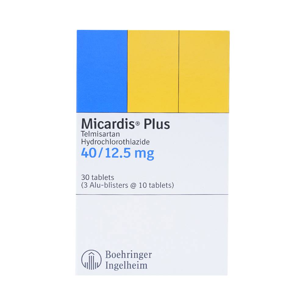 Viên nén Micardis Plus 40/12,5mg Boehringer điều trị tăng huyết áp vô căn (3 vỉ x 10 viên)