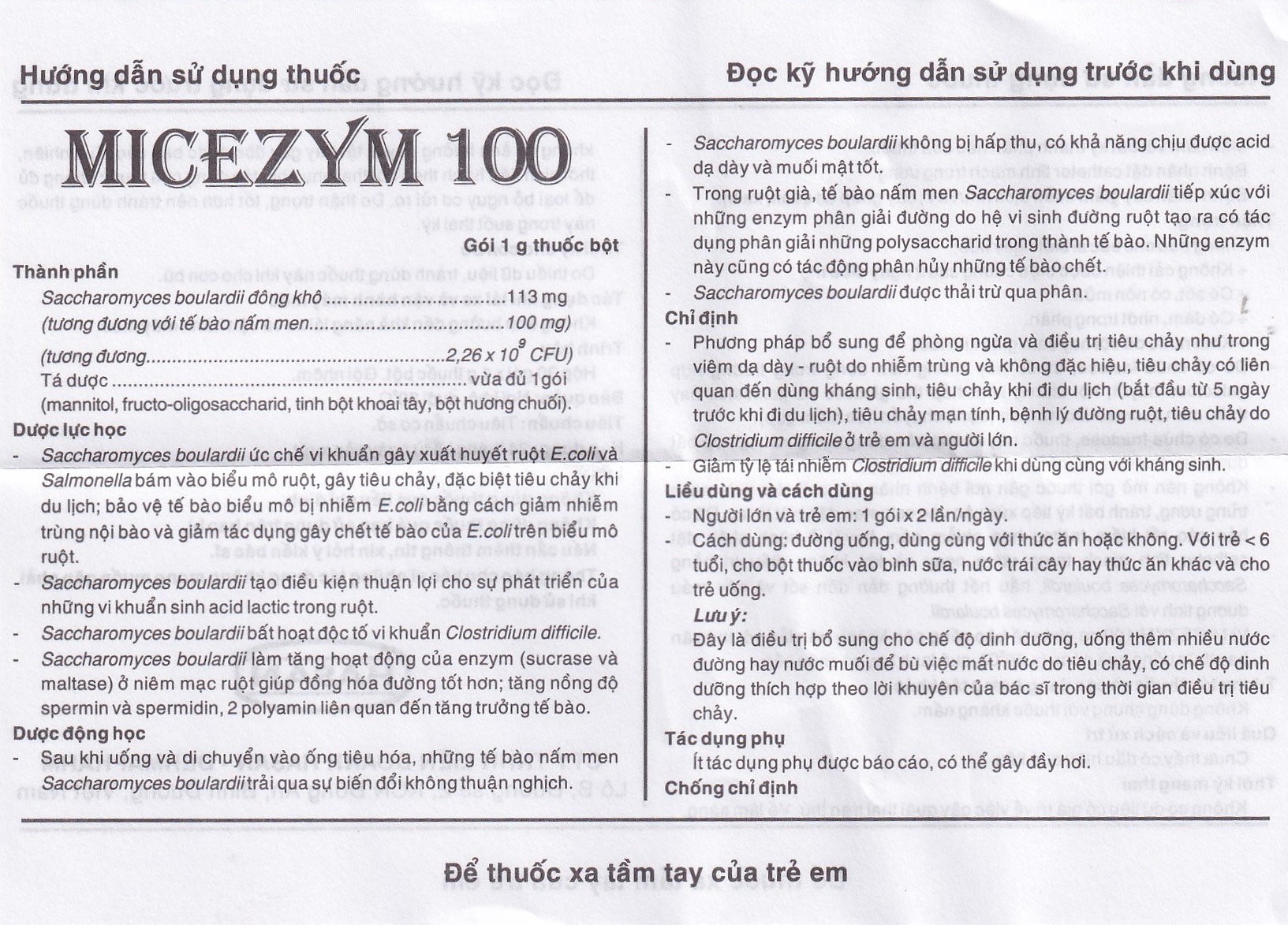 Thuốc bột Micezym 100 Hasan phòng ngừa và điều trị tiêu chảy (30 gói x 1g))