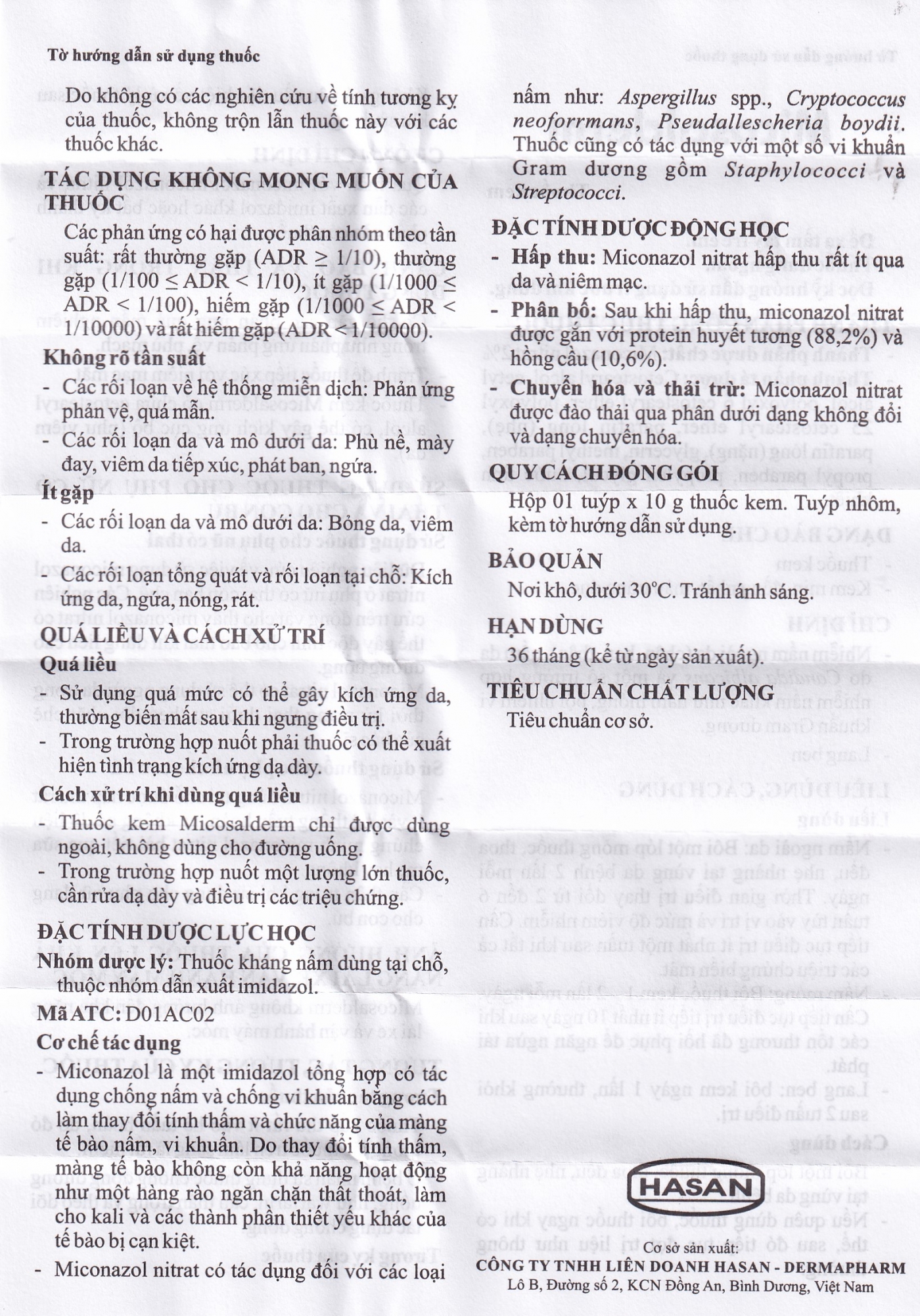 Kem bôi da Micosalderm 2% Hasan điều trị các bệnh da liễu do nhiễm nấm (10g)