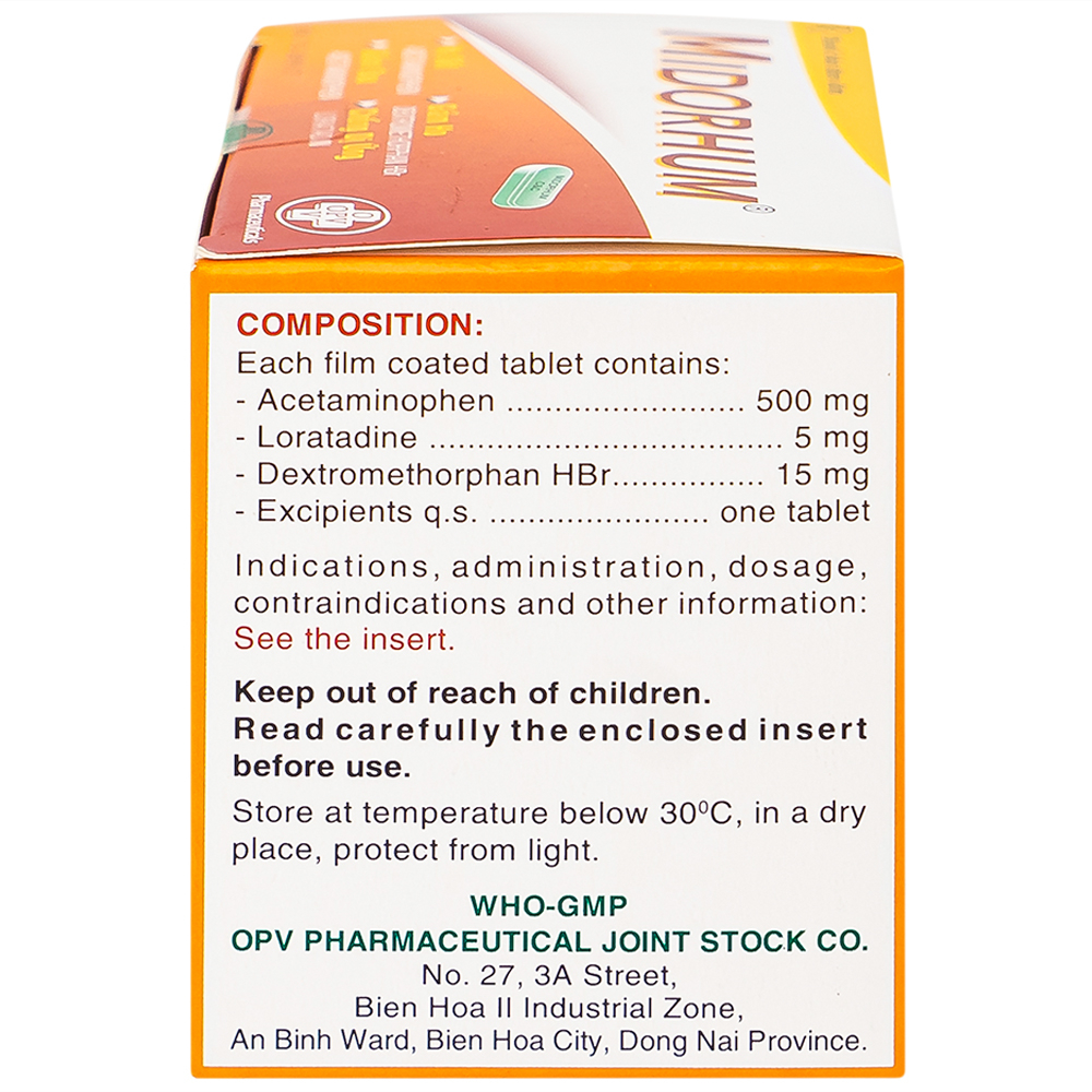 Viên nén Midorhum OPV hạ sốt, giảm ho, giảm đau, chống dị ứng (10 vỉ x 10 viên)