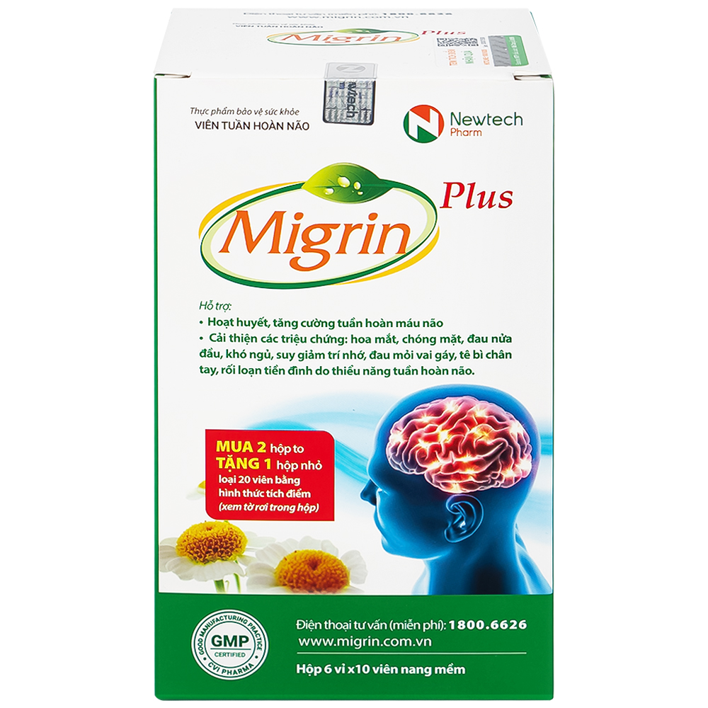 Viên hỗ trợ hoạt huyết Migrin Plus CVI (6 vỉ x 10 viên)