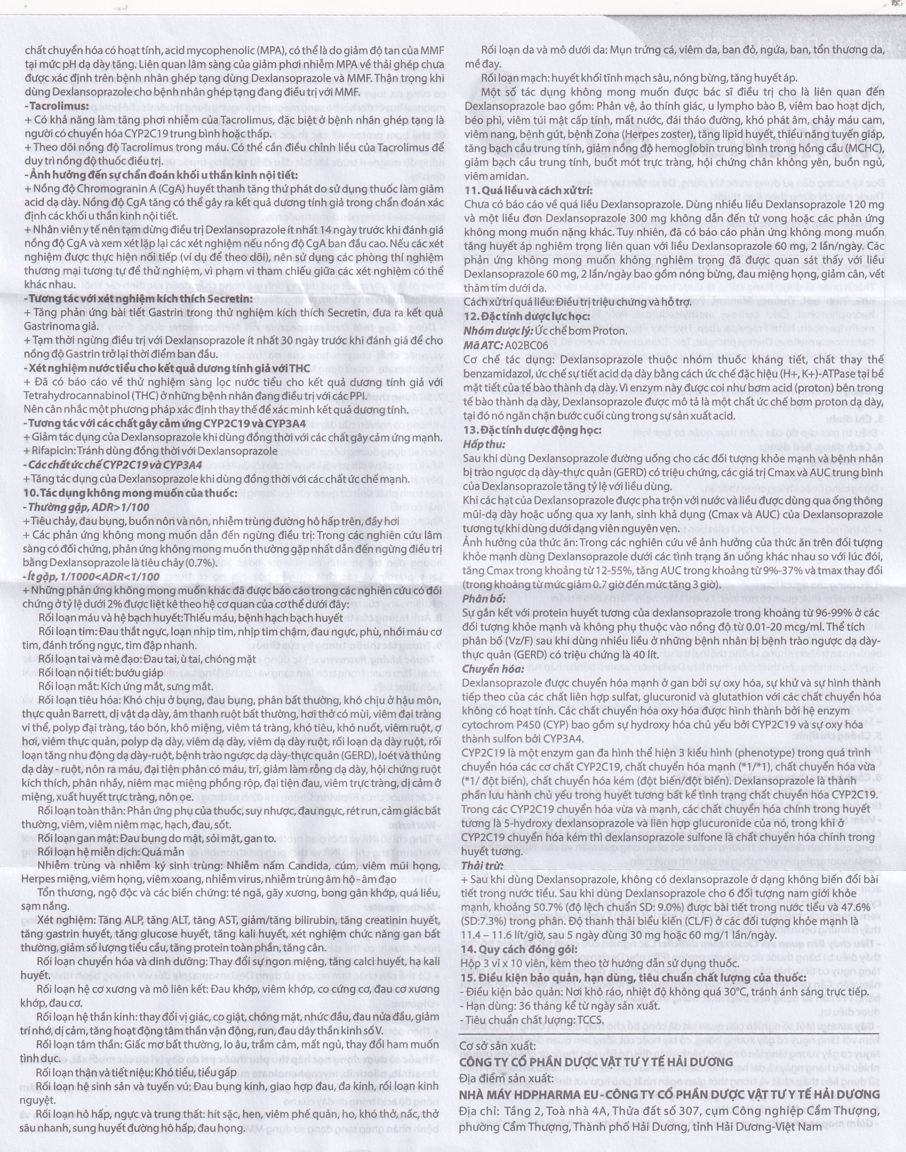 Thuốc Miklanso 60mg Hdpharma điều trị viêm thực quản có trợt loét (3 vỉ x 10 viên)