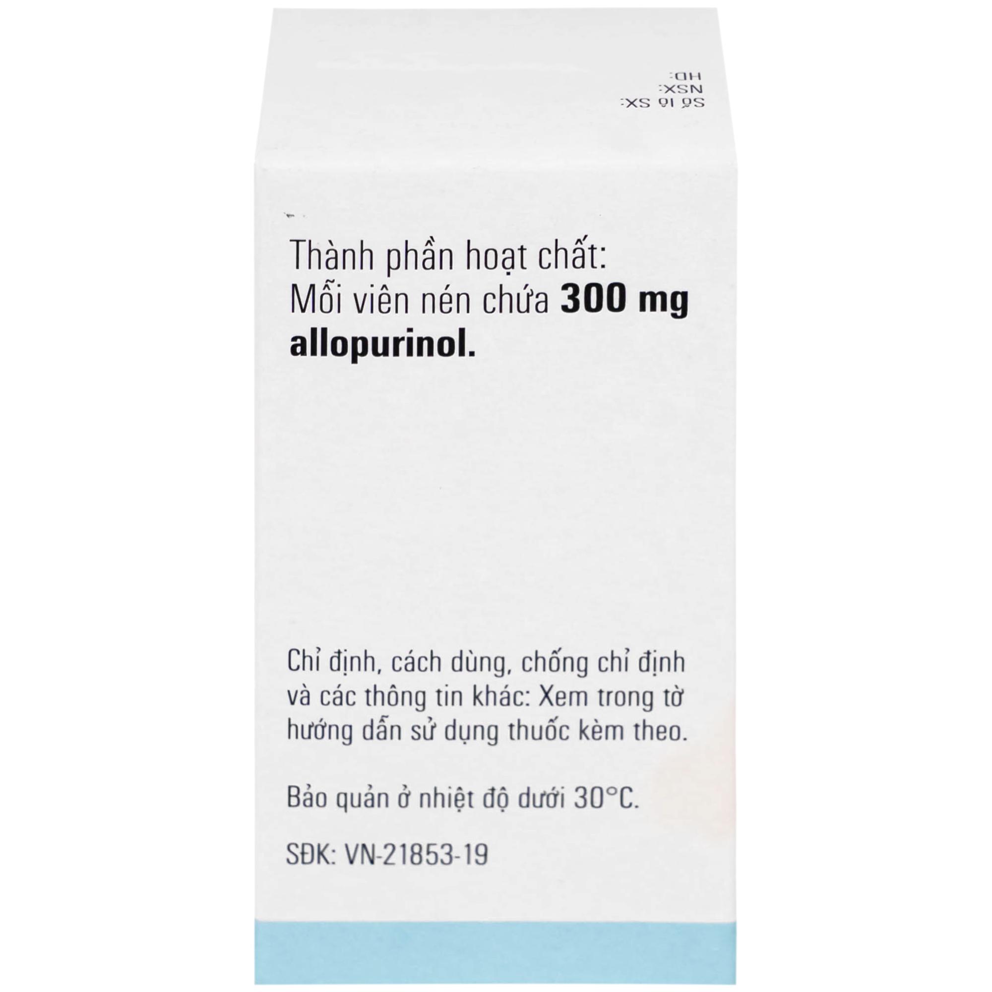 Viên nén Milurit 300mg Egis Pharma điều trị bệnh gout, phòng ngừa bệnh sỏi axit uric (30 viên)