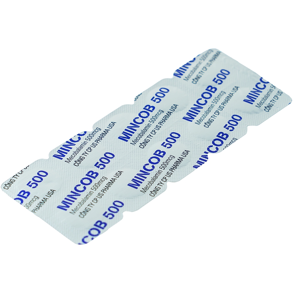 Thuốc Mincob 500 US Pharma điều trị và dự phòng thiếu Vitamin B12 (3 vỉ x 10 viên)