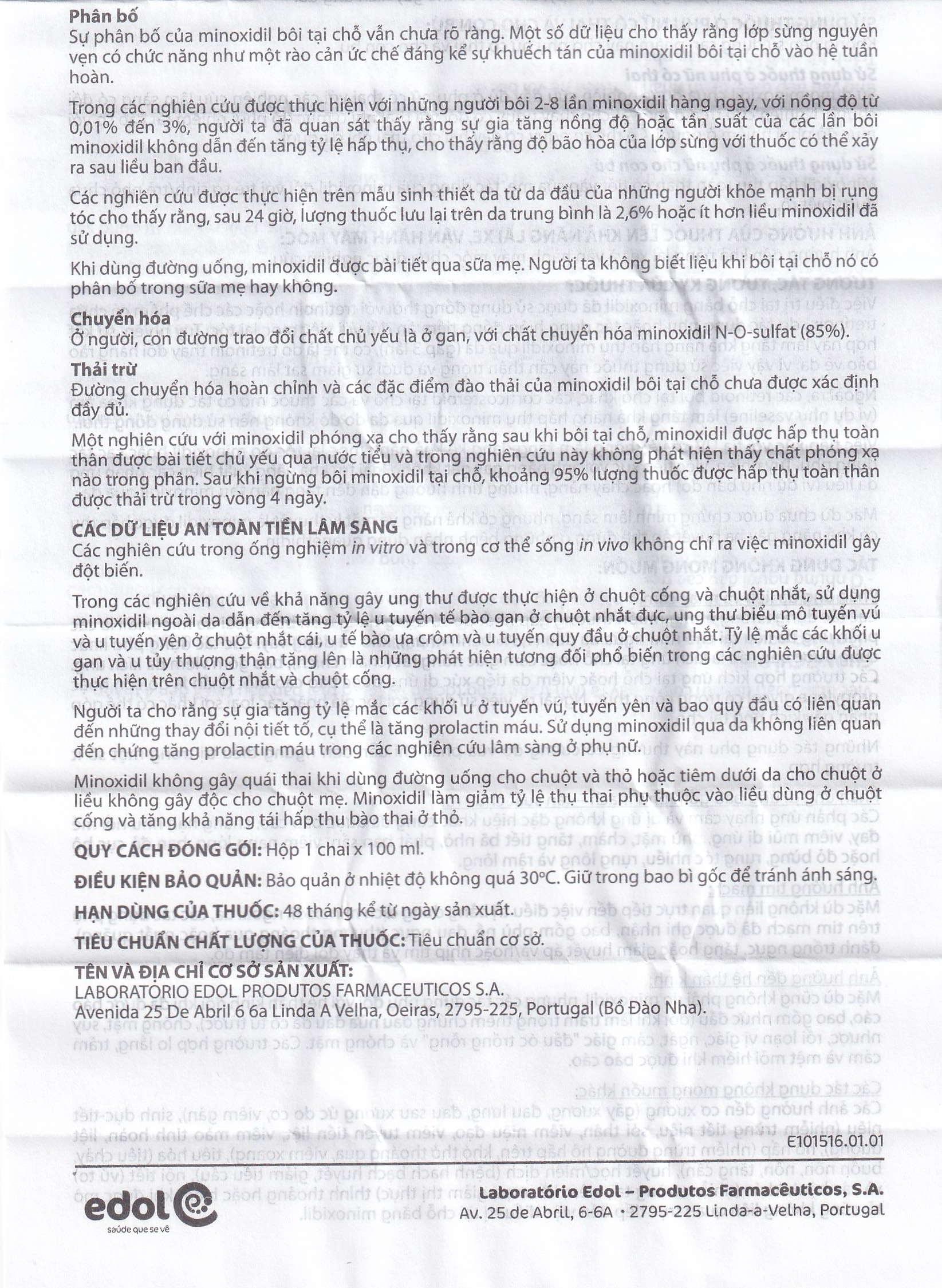 Thuốc Minox 20mg Edol điều trị rụng tóc kiểu androgenic và rụng tóc từng vùng (100ml)