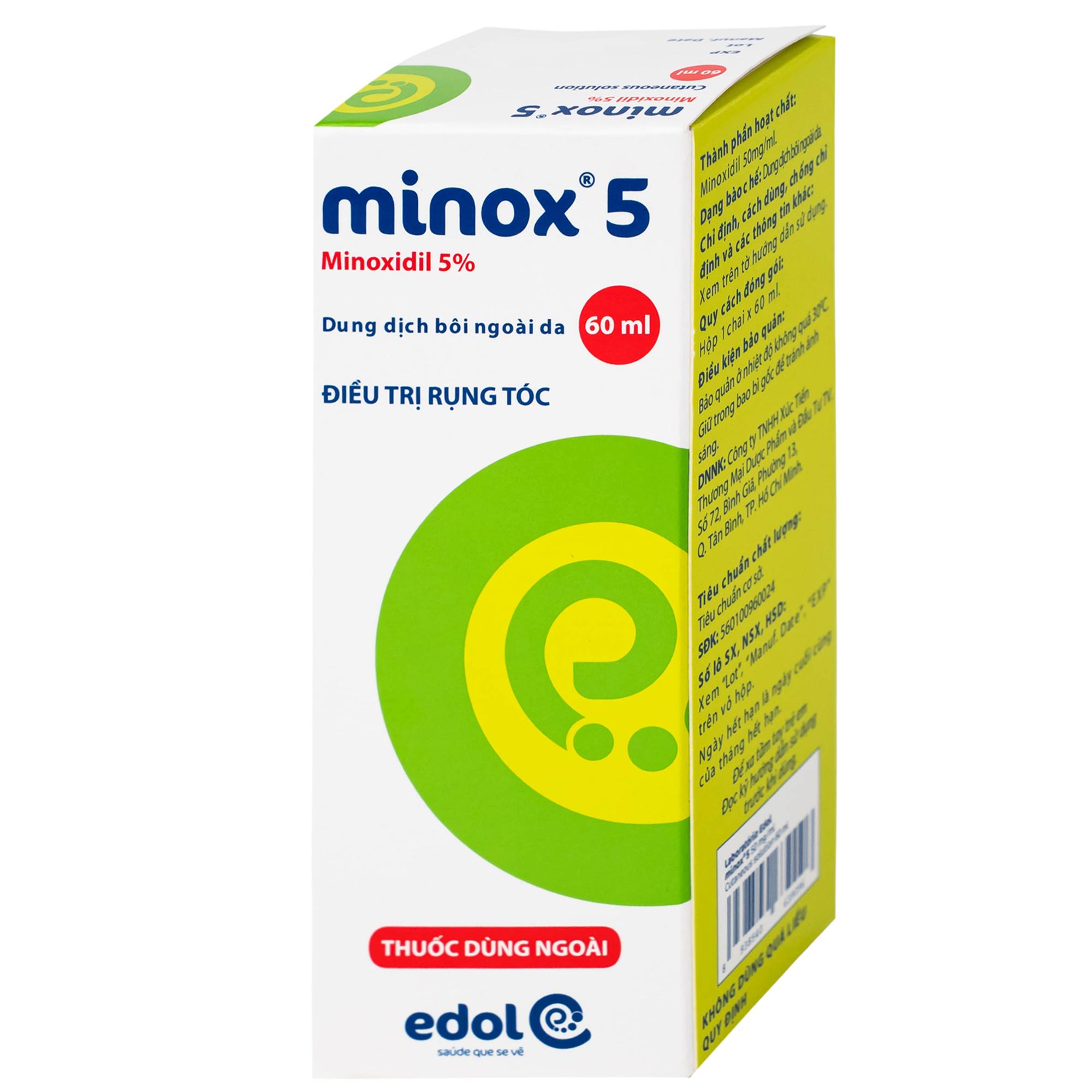 Thuốc Minox 50mg EDOL điều trị tại chỗ hói đầu và rụng tóc androgenic ở cả nam và nữ 60ml