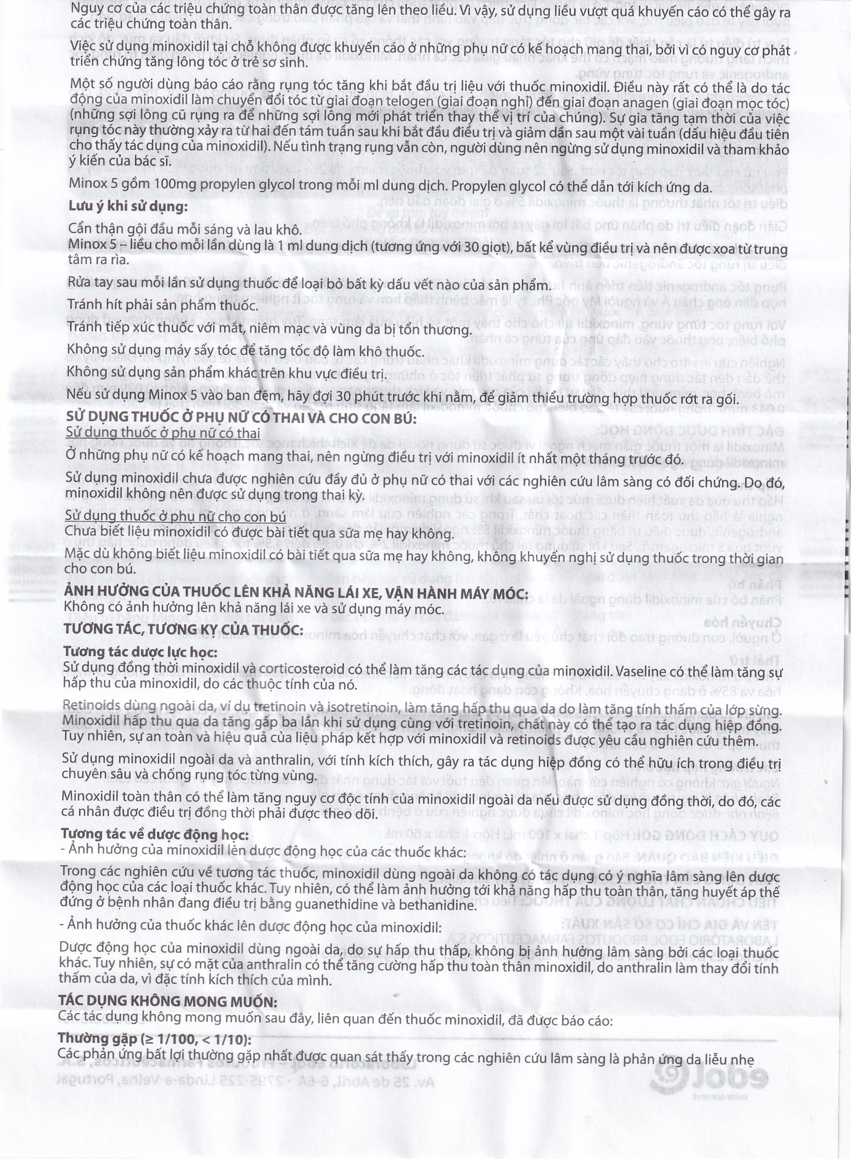 Thuốc Minox 50mg EDOL điều trị tại chỗ hói đầu và rụng tóc androgenic ở cả nam và nữ 60ml