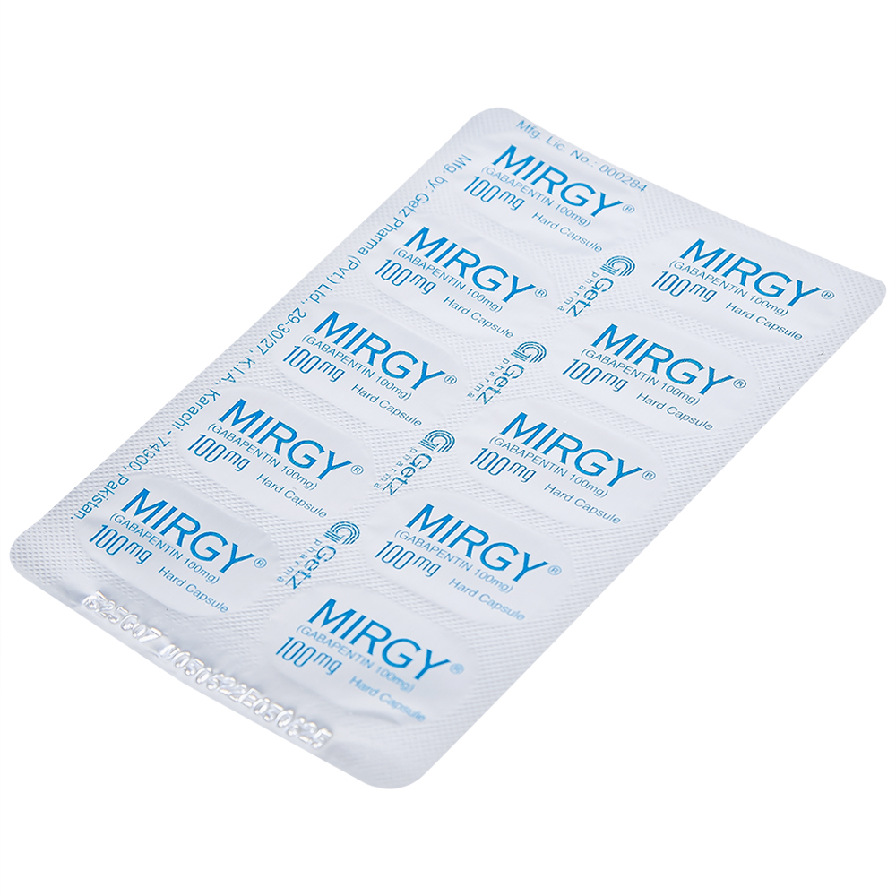Viên nang cứng Mirgy 100mg Getz điều trị đau thần kinh, động kinh (1 vỉ x 10 viên)