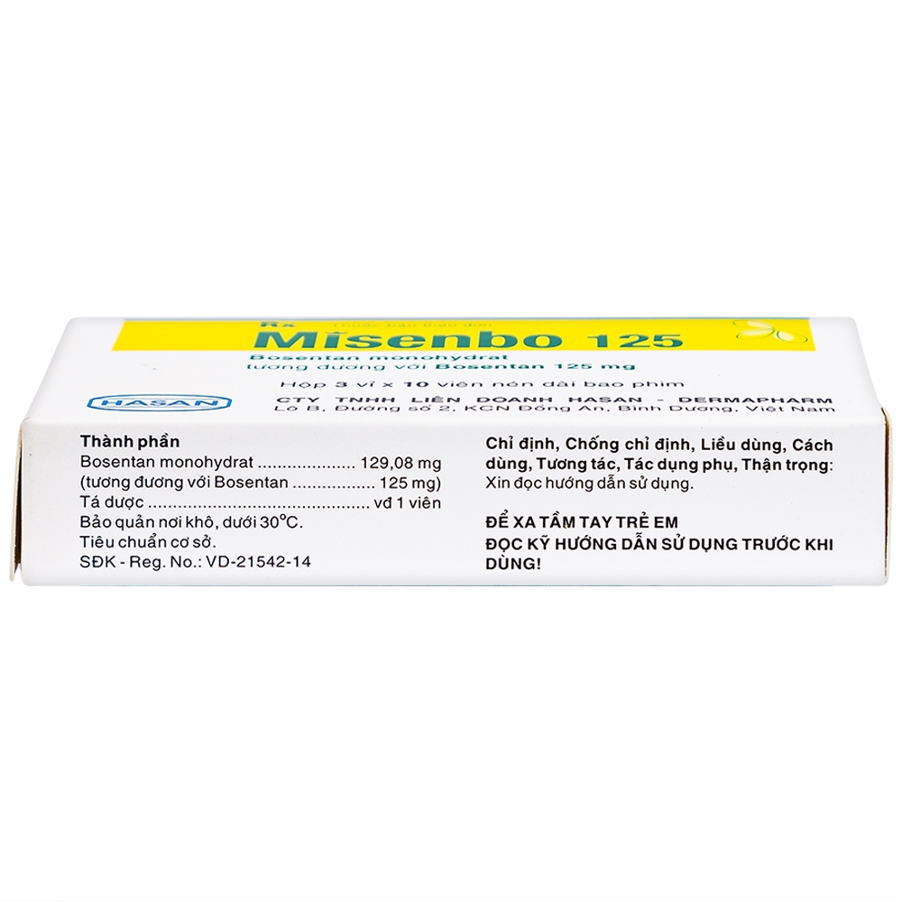 Viên nén Misenbo 125 Hasan điều trị tăng huyết áp (3 vỉ x 10 viên)