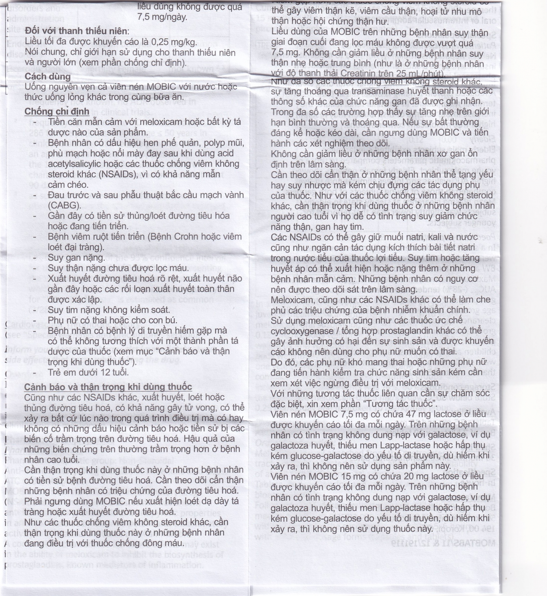 Thuốc Mobic 7.5mg Boehringer điều trị viêm xương khớp (2 vỉ x 10 viên)