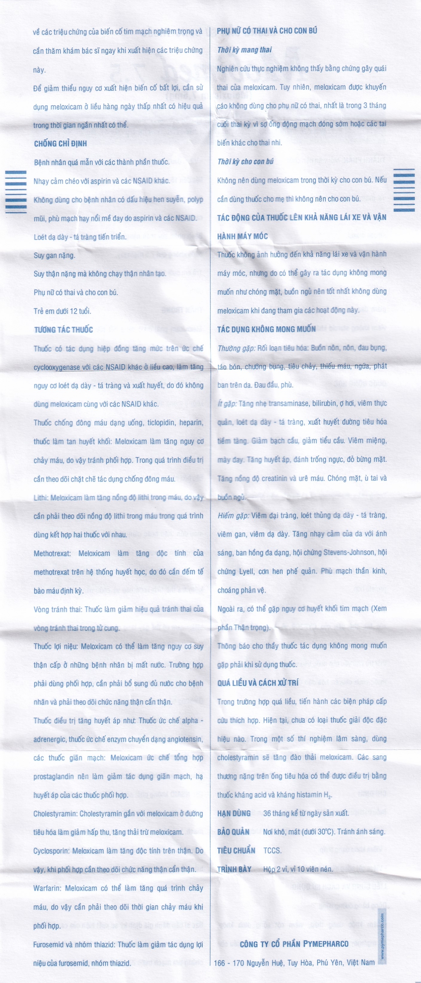 Thuốc Mobimed 7.5mg Pymepharco điều trị viêm khớp dạng thấp, viêm cột sống (2 vỉ x 10 viên)