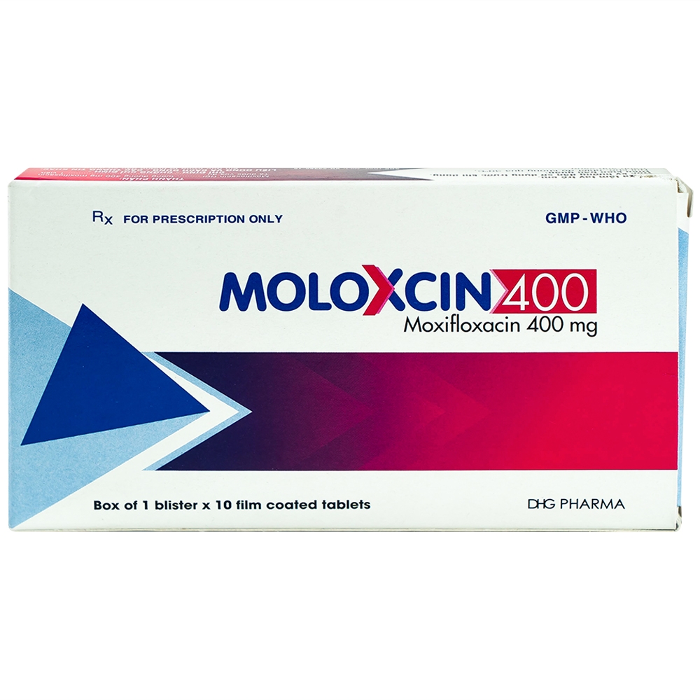 Thuốc Moloxcin 400 DHG điều trị các chứng nhiễm khuẩn, viêm phổi (1 vỉ x 10 viên)
