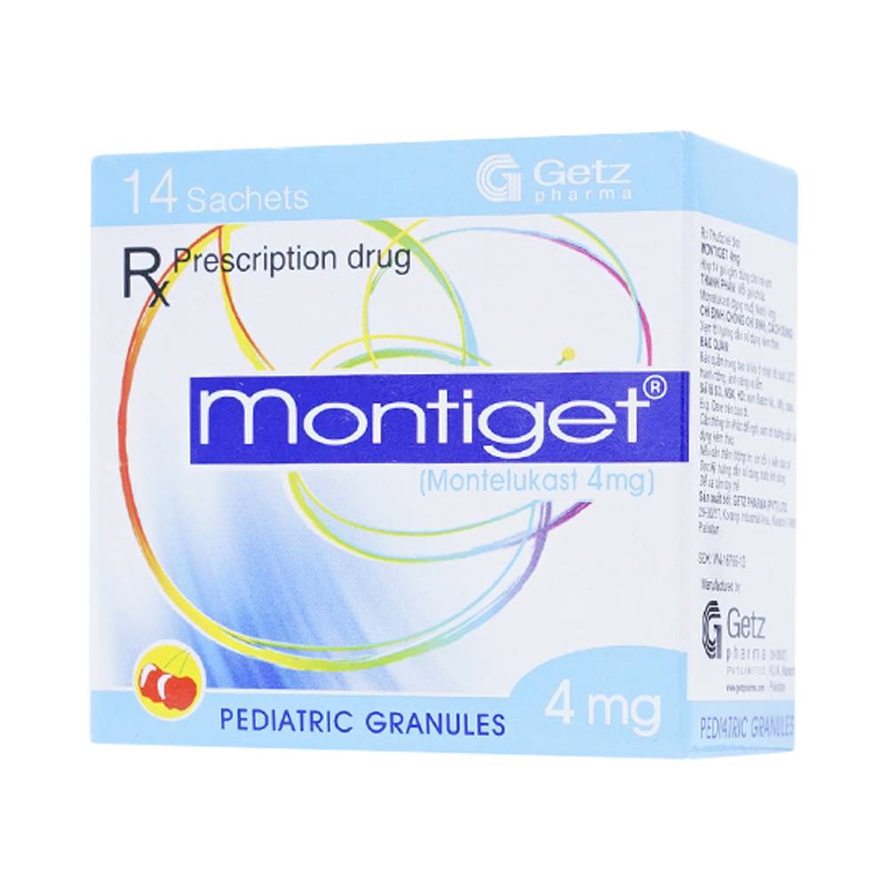 Thuốc cốm Montiget 4mg Getz điều trị hen suyễn ở trẻ em (14 gói)