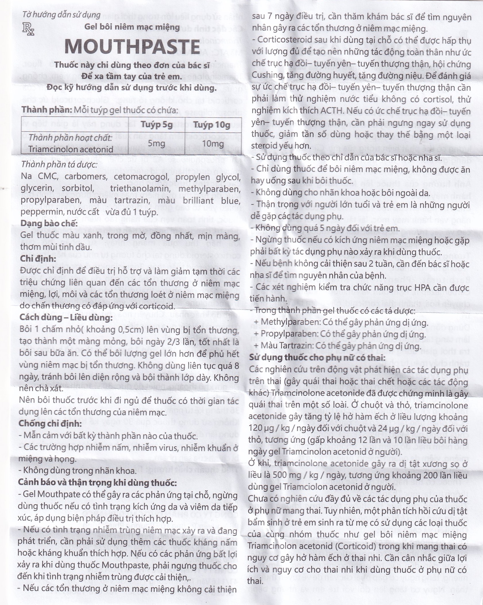 Gel bôi niêm mạc miệng Mouthpaste Medipharco giảm viêm, tổn thương (5g)