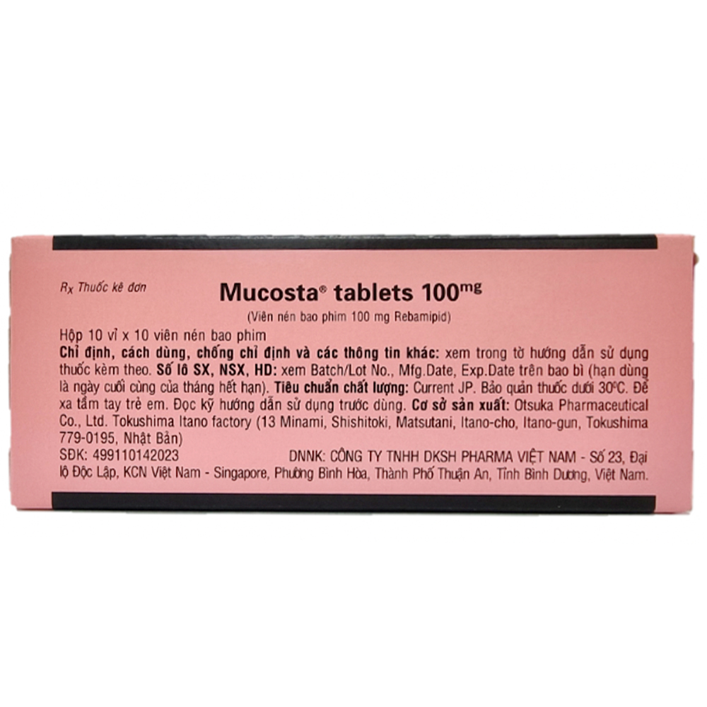 Viên nén Mucosta tablets 100mg Otsuka điều trị loét dạ dày (10 vỉ x 10 viên)