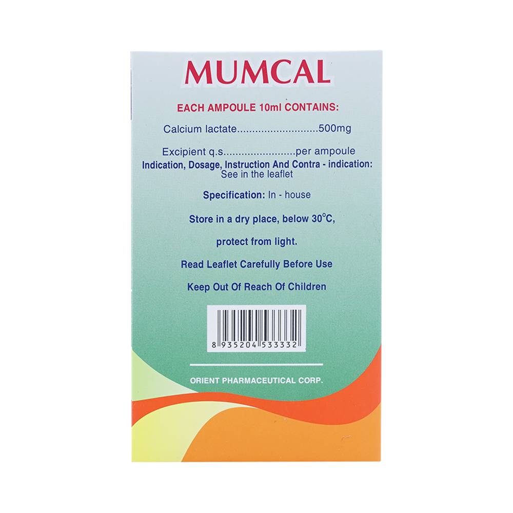Dung dịch uống Mumcal 500mg Phương Đông bổ sung Canxi cho phụ nữ mang thai (20 ống x 10ml)