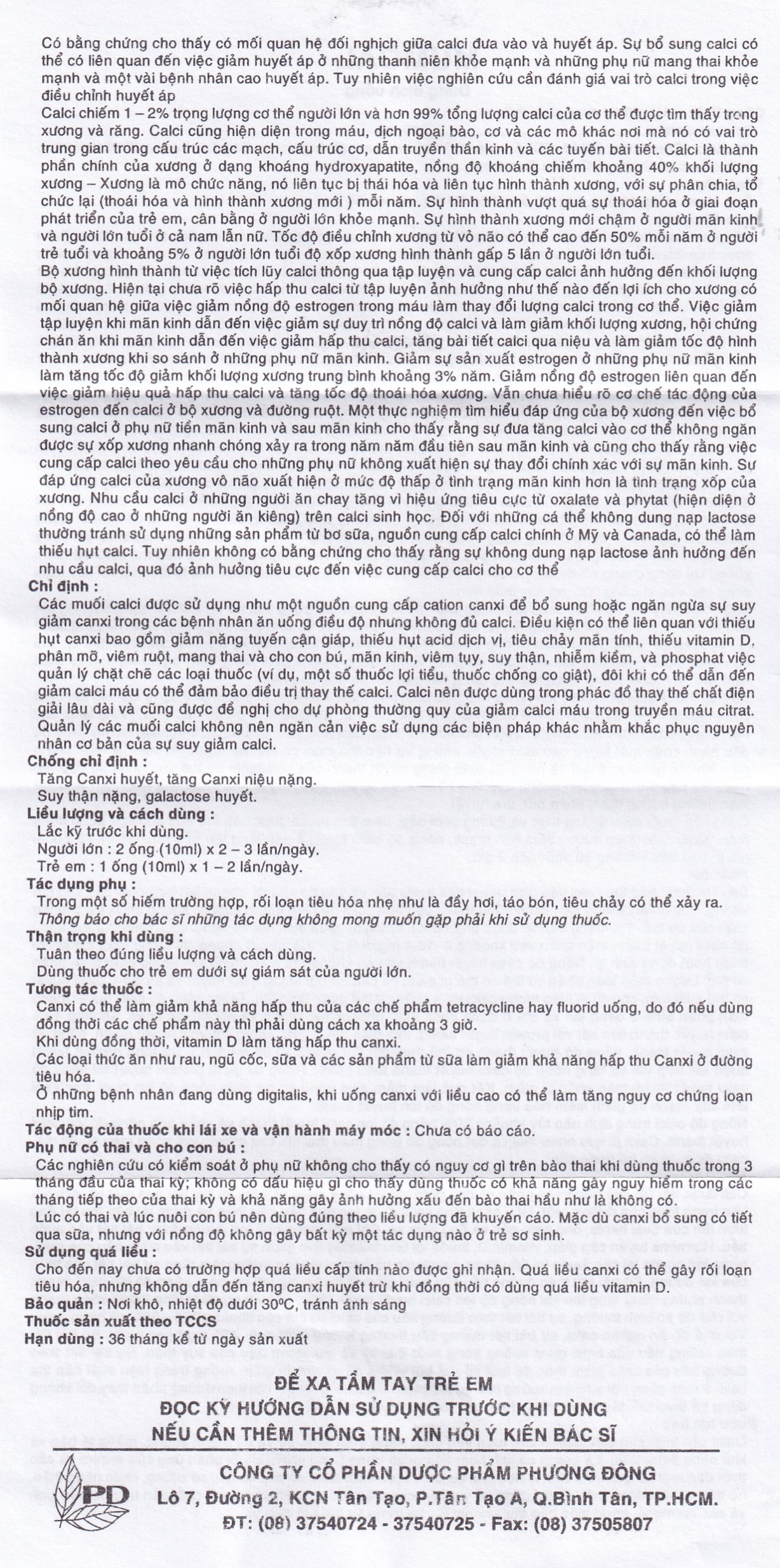 Dung dịch uống Mumcal 500mg Phương Đông bổ sung Canxi cho phụ nữ mang thai (20 ống x 10ml)