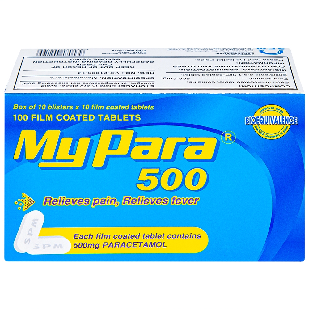 Thuốc My Para 500mg S.P.M hỗ trợ giảm đau hạ sốt (10 vỉ x 10 viên)	