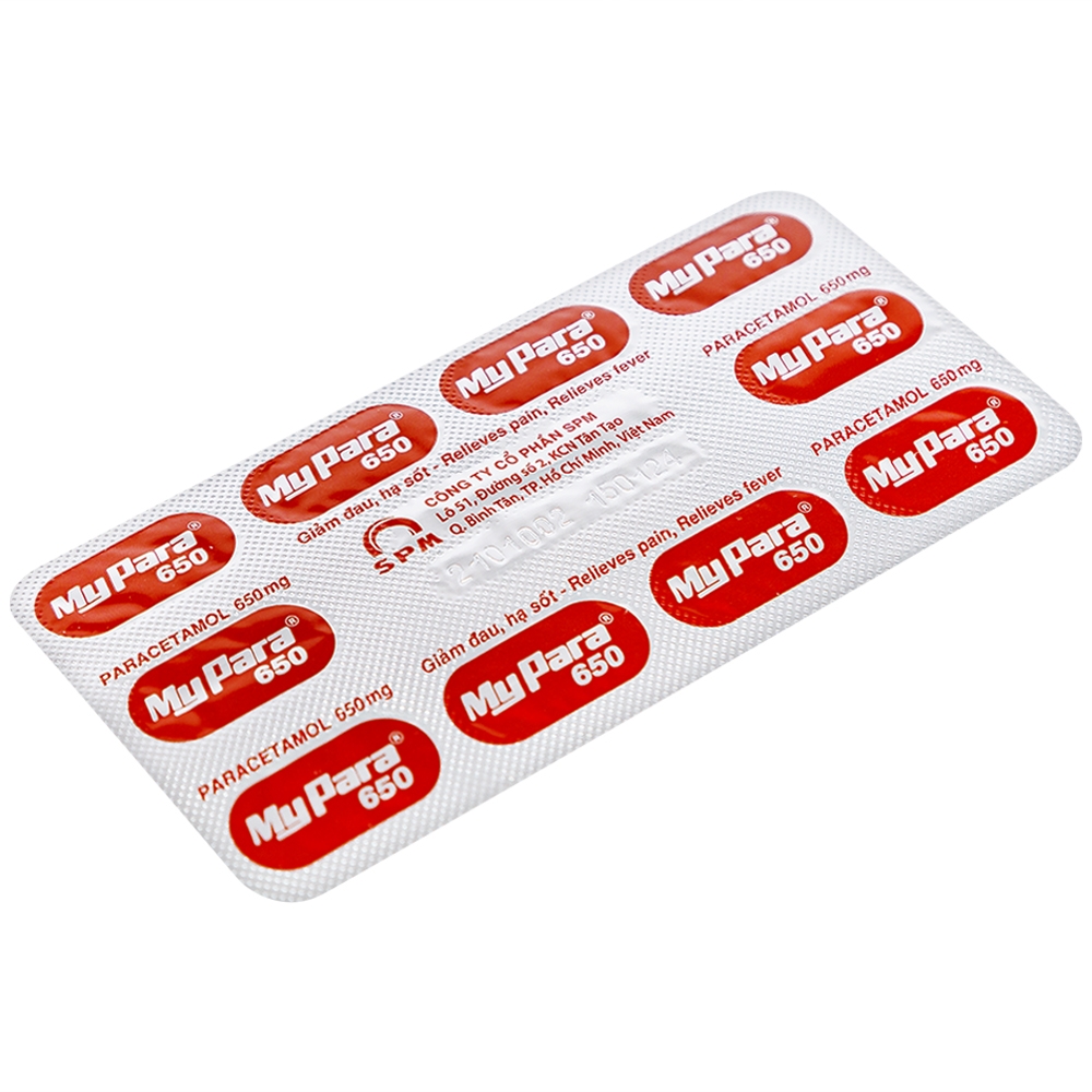 Thuốc My Para 650mg S.P.M hỗ trợ giảm đau hạ sốt (10 vỉ x 10 viên)