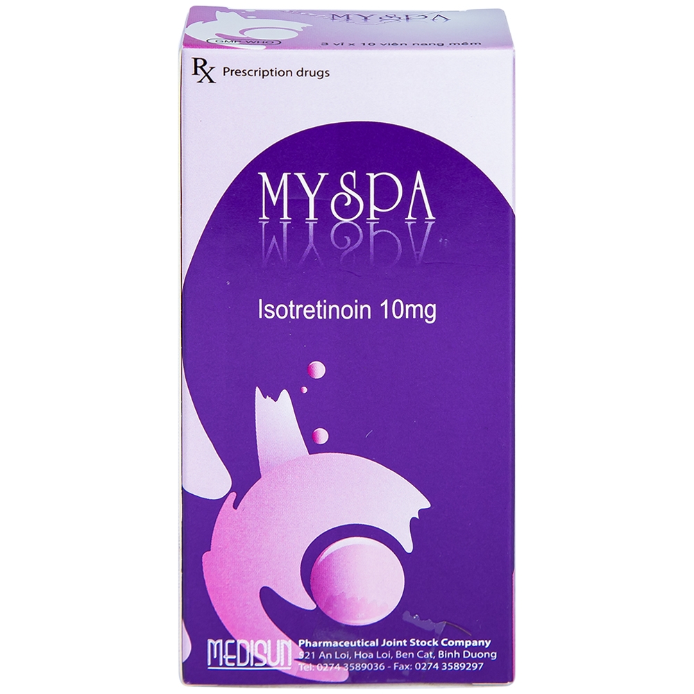 Viên nang mềm MySpa Medisun điều trị các dạng mụn trứng cá nặng (3 vỉ x 10 viên)