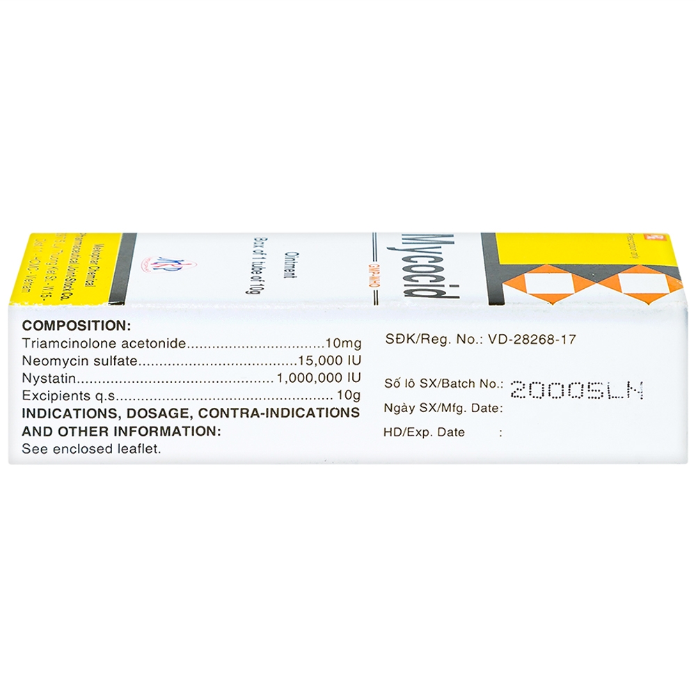 Thuốc mỡ bôi da Mycocid Mekophar điều trị viêm da nhạy cảm, nấm da, eczema trẻ em (10g)