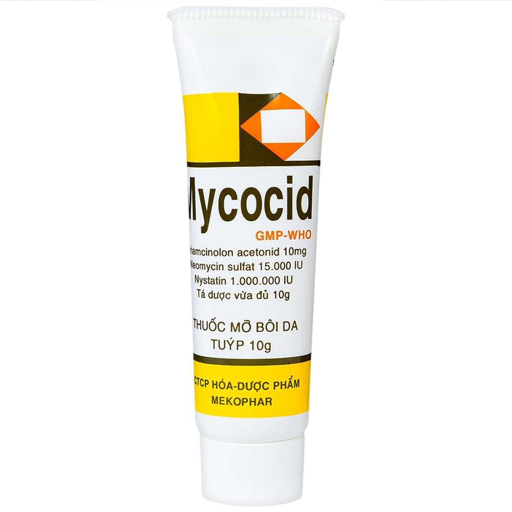 Thuốc mỡ bôi da Mycocid Mekophar điều trị viêm da nhạy cảm, nấm da, eczema trẻ em (10g)