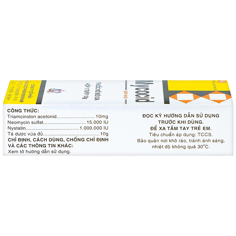 Thuốc mỡ bôi da Mycocid Mekophar điều trị viêm da nhạy cảm, nấm da, eczema trẻ em (10g)