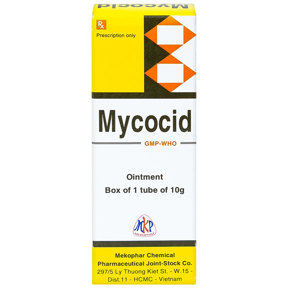 Thuốc mỡ bôi da Mycocid Mekophar điều trị viêm da nhạy cảm, nấm da, eczema trẻ em (10g)