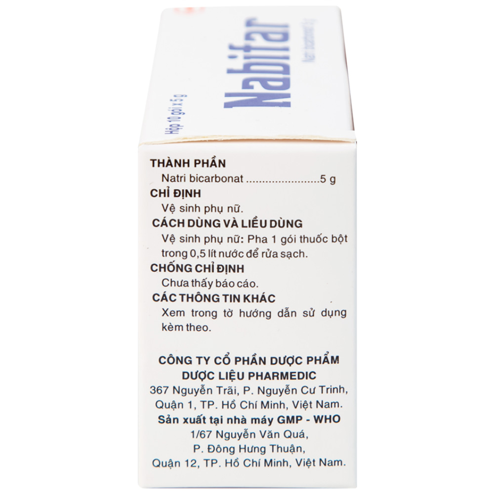 Thuốc bột Nabifar Pharmedic dùng vệ sinh phụ nữ (10 gói x 5g)