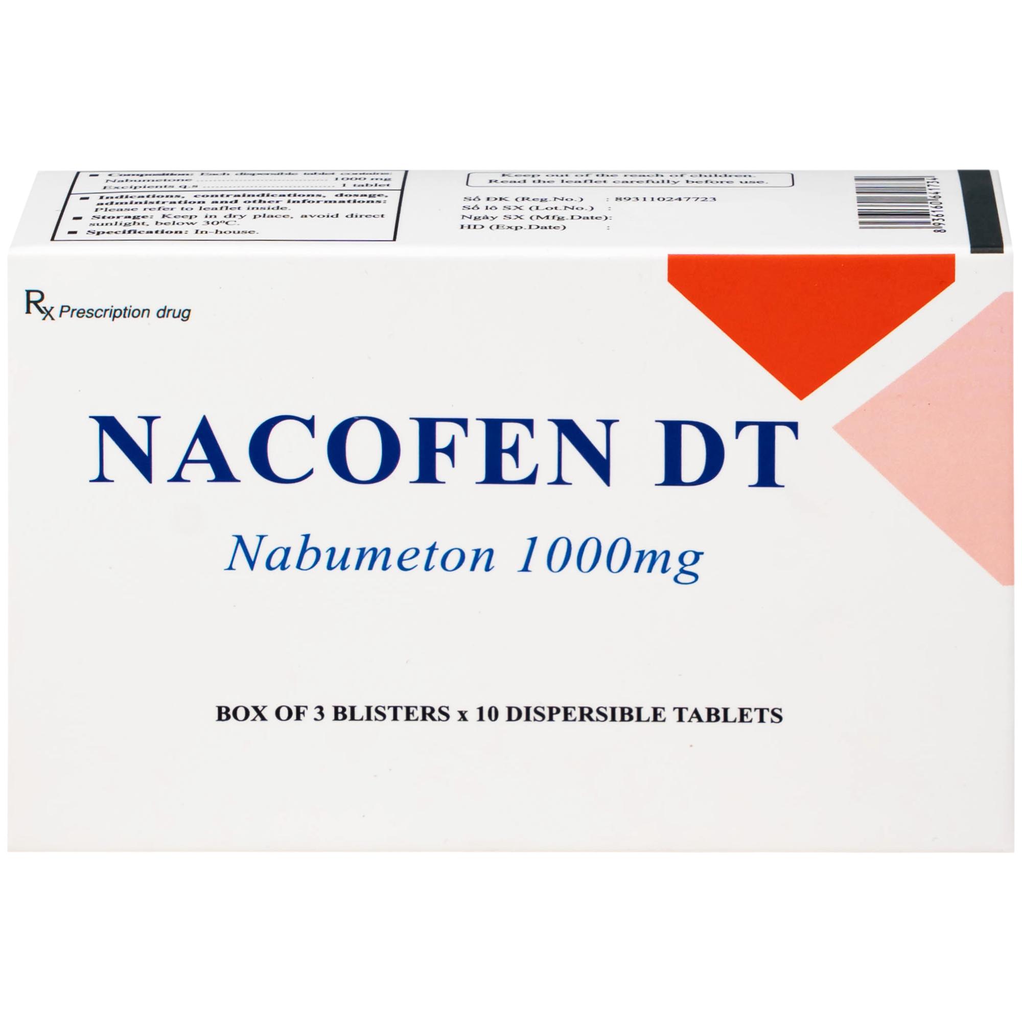 Thuốc Nacofen DT 1000mg Hà Nam điều trị các triệu chứng kéo dài của viêm khớp mạn tính (3 vỉ x 10 viên)