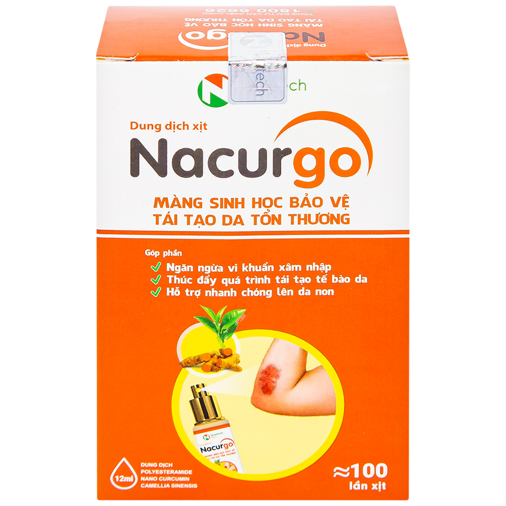 Dung dịch xịt tạo màng sinh học Nacurgo Newtech bảo vệ da tổn thương 12ml