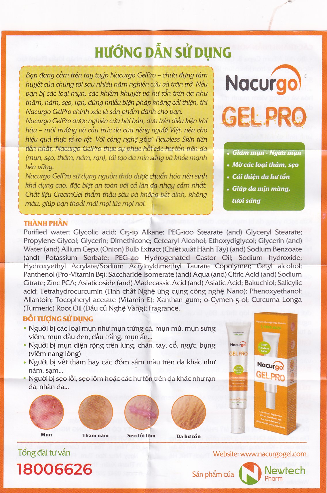 Gel bôi Nacurgo Gelpro giảm thâm sẹo (20g)