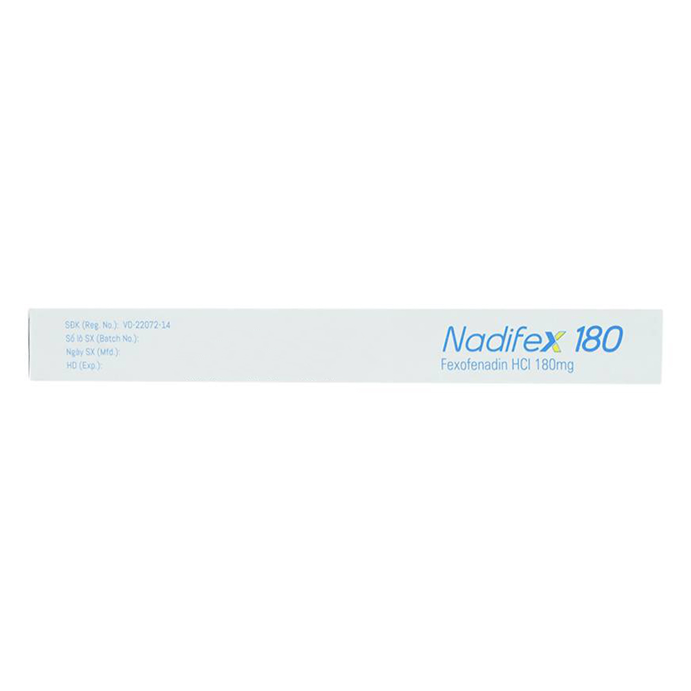 Viên nén Nadifex 180 USP giảm viêm mũi dị ứng, hắt hơi, chảy mũi (1 vỉ x 10 viên)