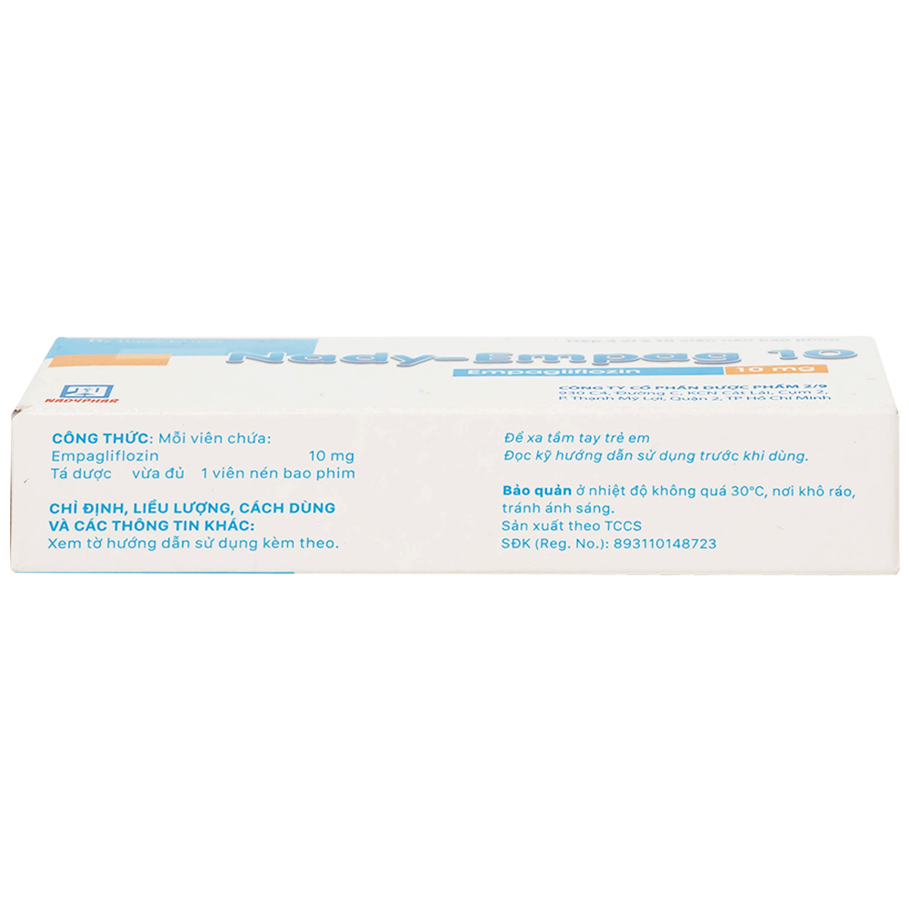 Thuốc Nady-Empag 10 Nadyphar điều trị đái tháo đường típ 2 (3 vỉ x 10 viên)