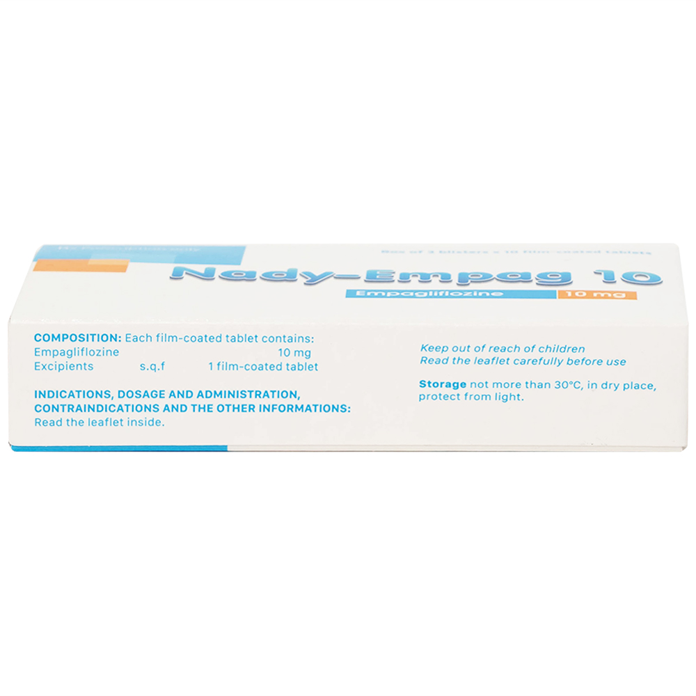 Thuốc Nady-Empag 10 Nadyphar điều trị đái tháo đường típ 2 (3 vỉ x 10 viên)