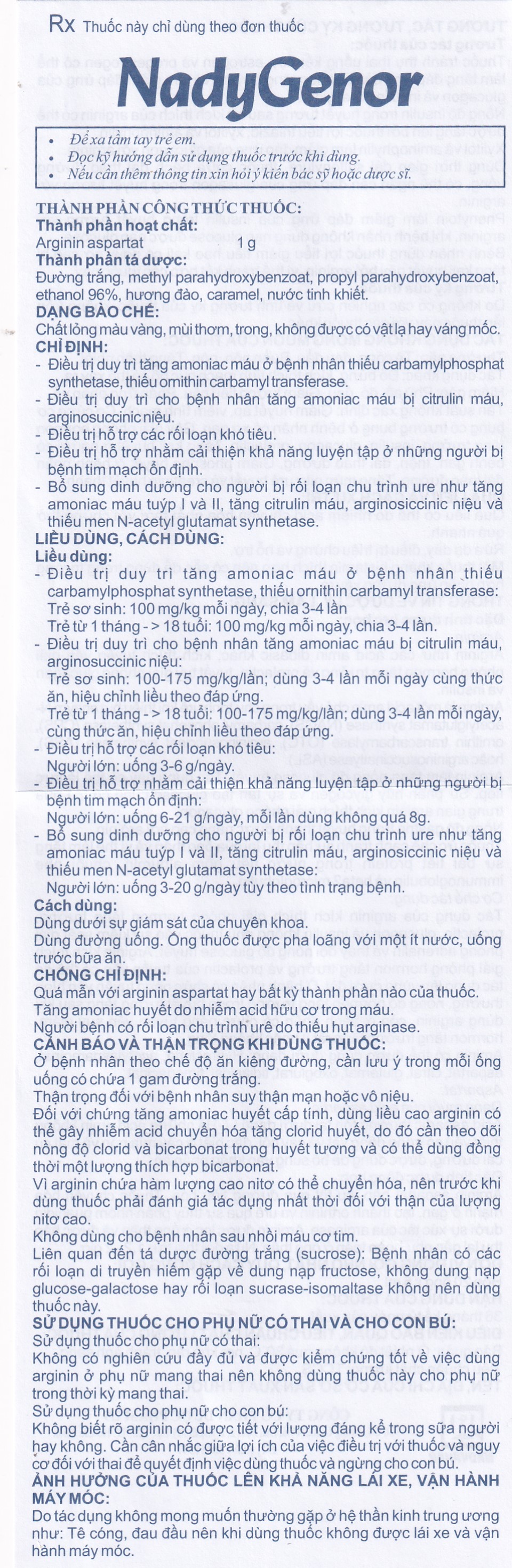 Thuốc NadyGenor 5ml Nadyphar điều trị duy trì tăng amoniac máu (20 ống)