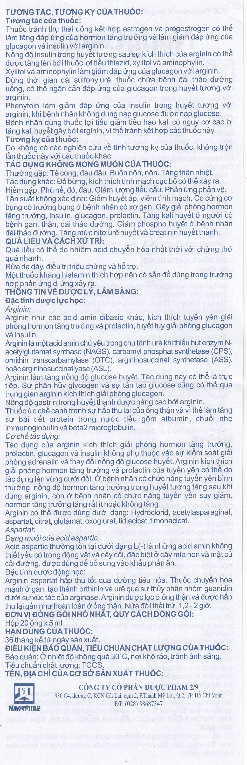 Thuốc NadyGenor 5ml Nadyphar điều trị duy trì tăng amoniac máu (20 ống)