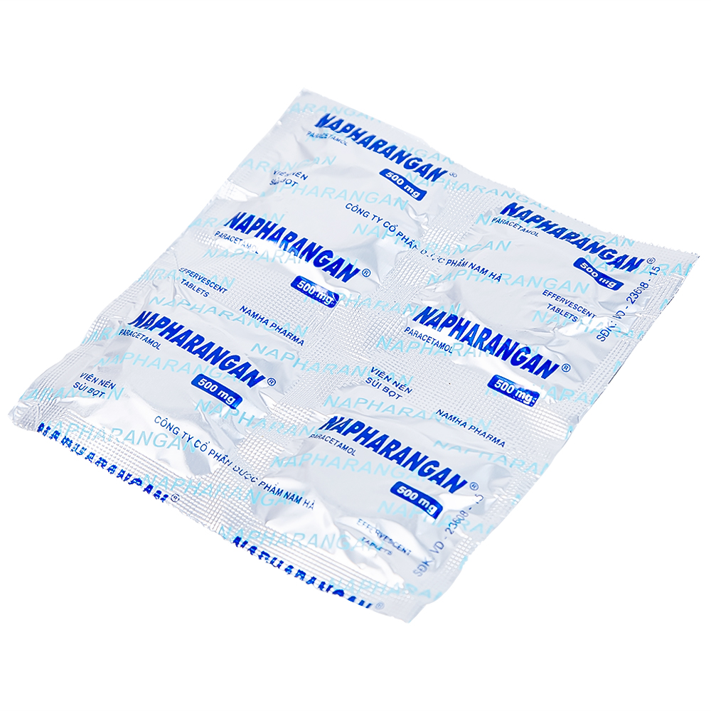 Viên sủi Napharangan 500mg Nam Hà hạ nhiệt, giảm đau, điều trị sốt từ nhẹ đến vừa (4 vỉ x 4 viên) 