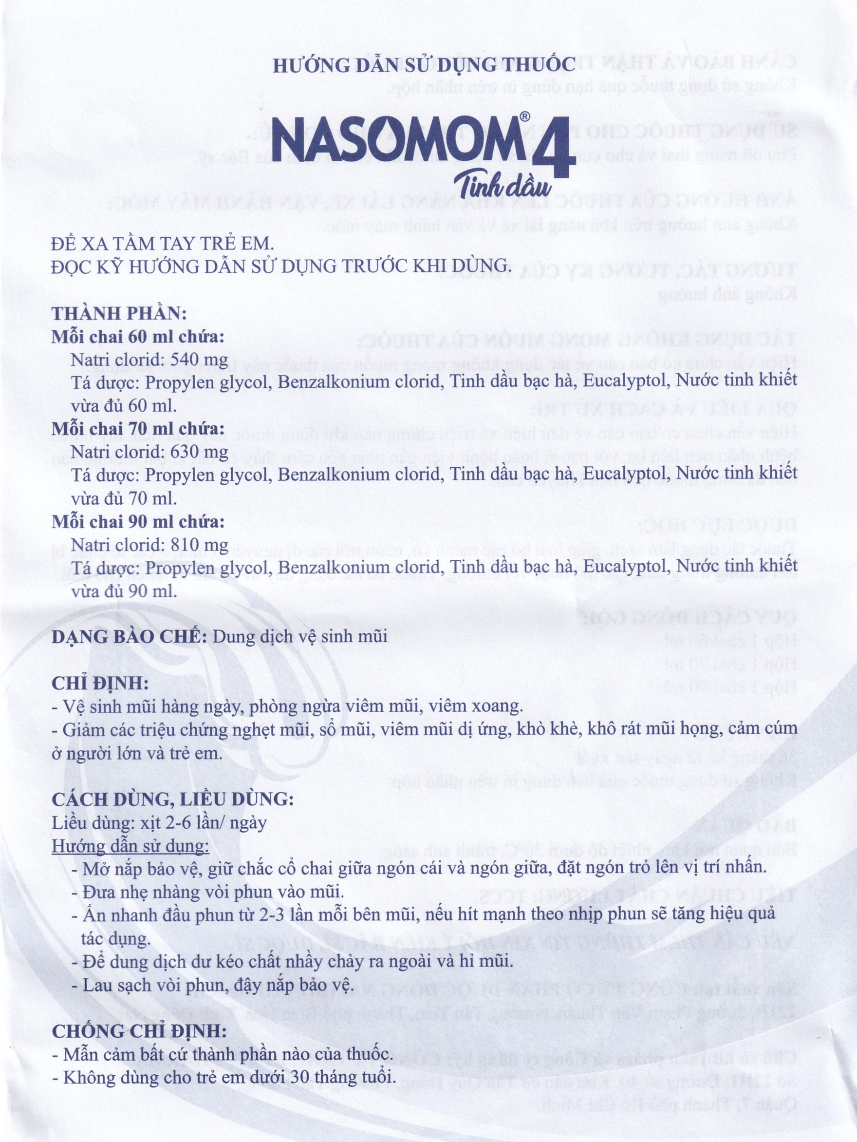 Tinh dầu Nasomom 4 Reliv hỗ trợ điều trị nghẹt mũi, sổ mũi, khò khè, cảm cúm (70ml)