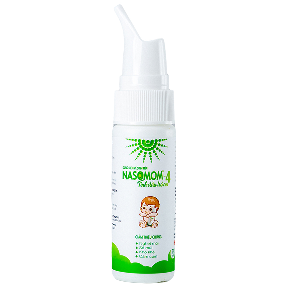 Tinh dầu trẻ em Nasomom-4 Reliv giảm triệu chứng nghẹt mũi, sổ mũi, khò khè, cảm cúm (70ml)