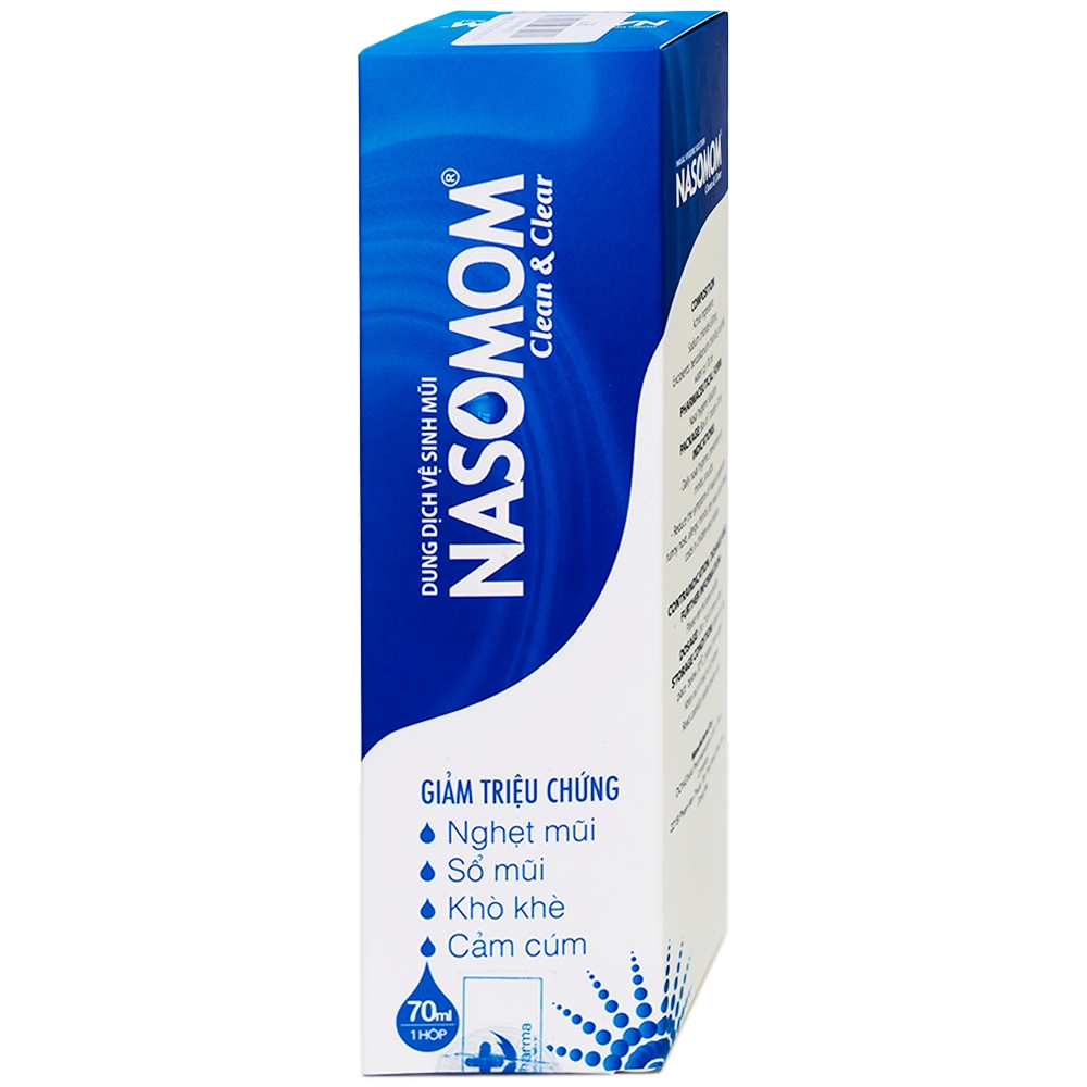 Dung dịch vệ sinh mũi Nasomom Clean&Clear Reliv điều trị nghẹt mũi, sổ mũi, khò khè, cảm cúm (70ml)