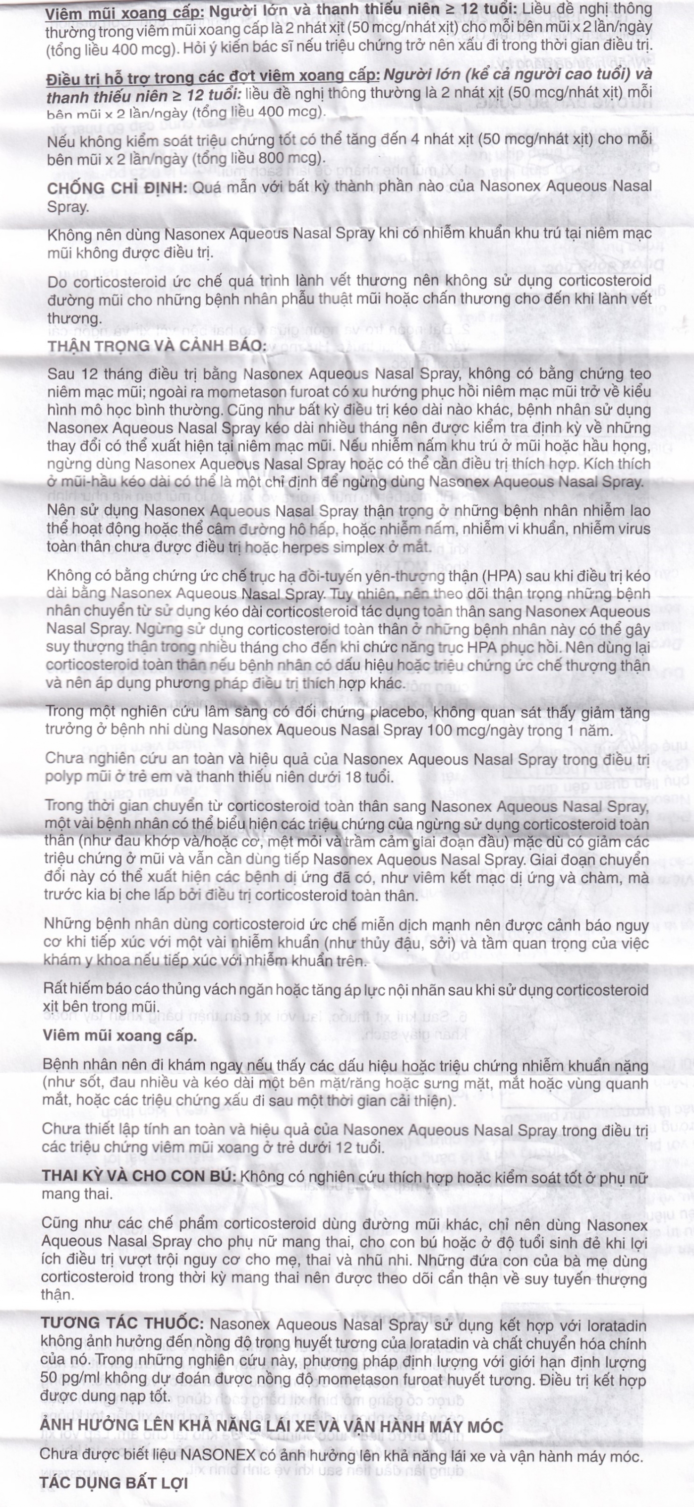Thuốc xịt mũi Nasonex Bayer điều trị viêm mũi dị ứng (60 liều)