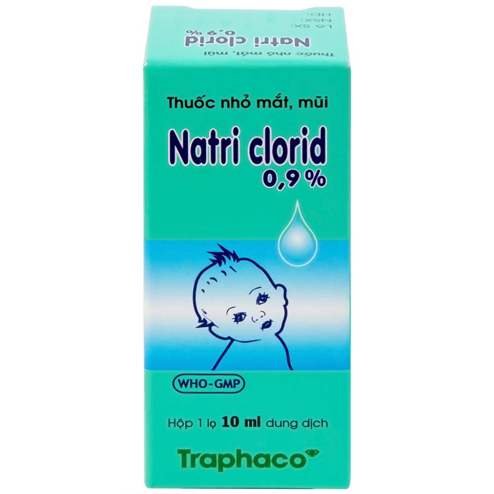 Thuốc nhỏ mắt, mũi Natri Clorid 0,9% Traphaco giảm nghẹt mũi, chảy mũi, viêm mũi dị ứng (10ml)