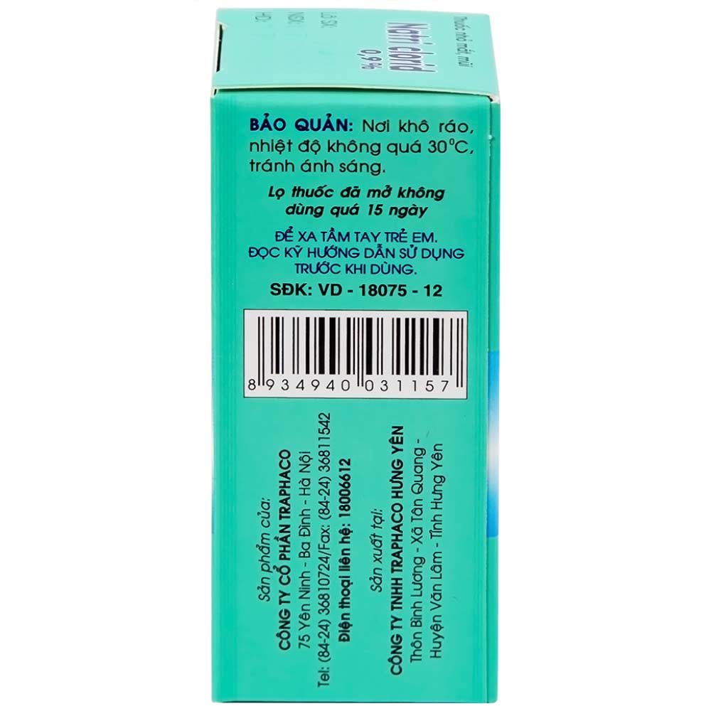 Thuốc nhỏ mắt, mũi Natri Clorid 0,9% Traphaco giảm nghẹt mũi, chảy mũi, viêm mũi dị ứng (10ml)