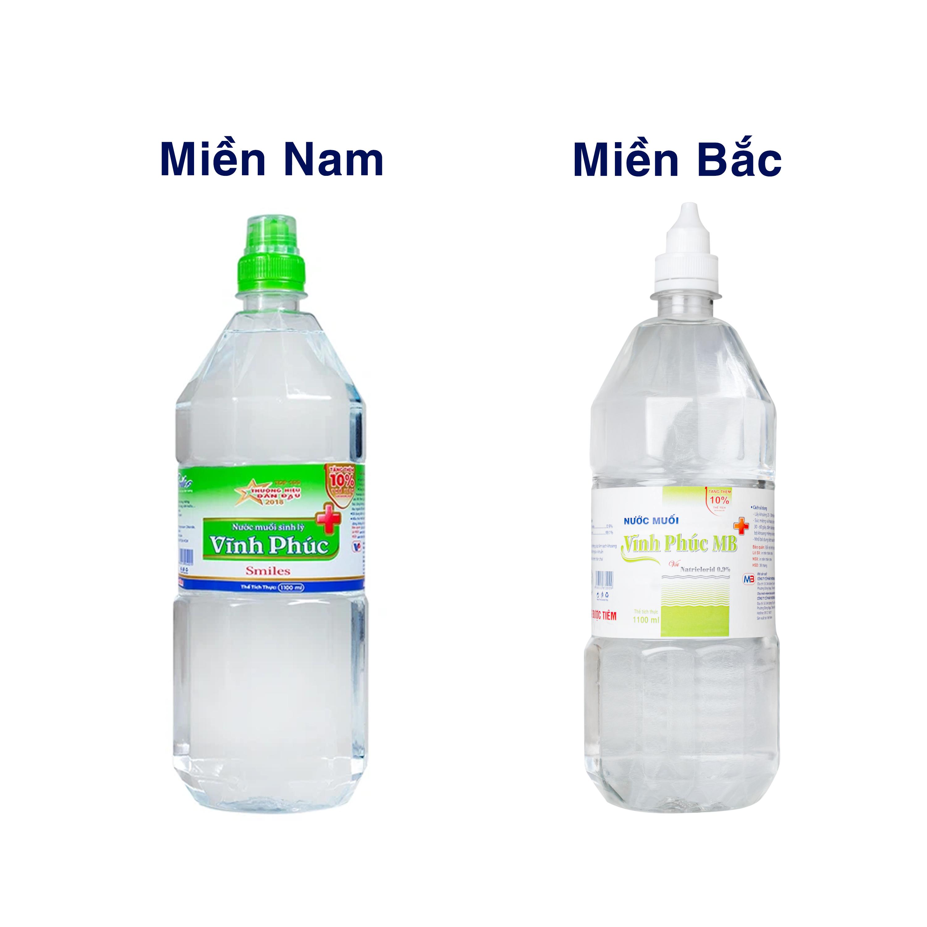 Nước muối Vĩnh Phúc Smiles 1100ml natri clorid 0.9 giúp làm sạch răng, khử mùi hôi miệng