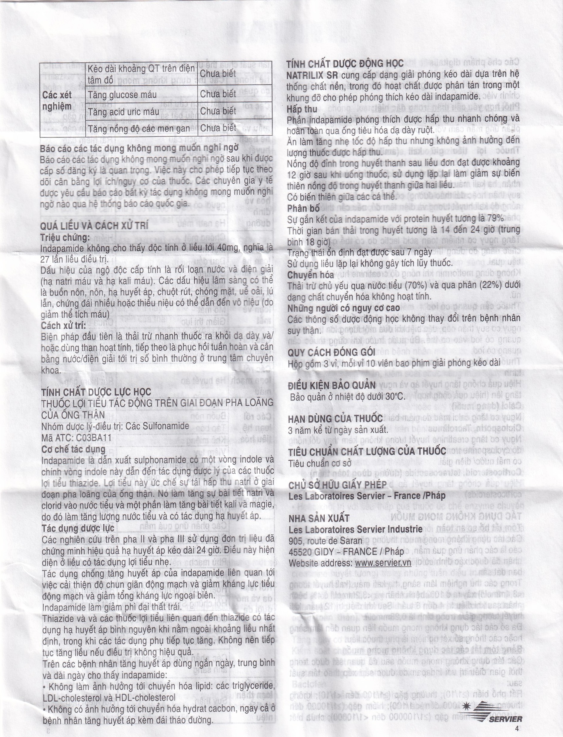 Viên nén Natrilix SR Servier điều trị tăng huyết áp nguyên phát (3 vỉ x 10 viên)