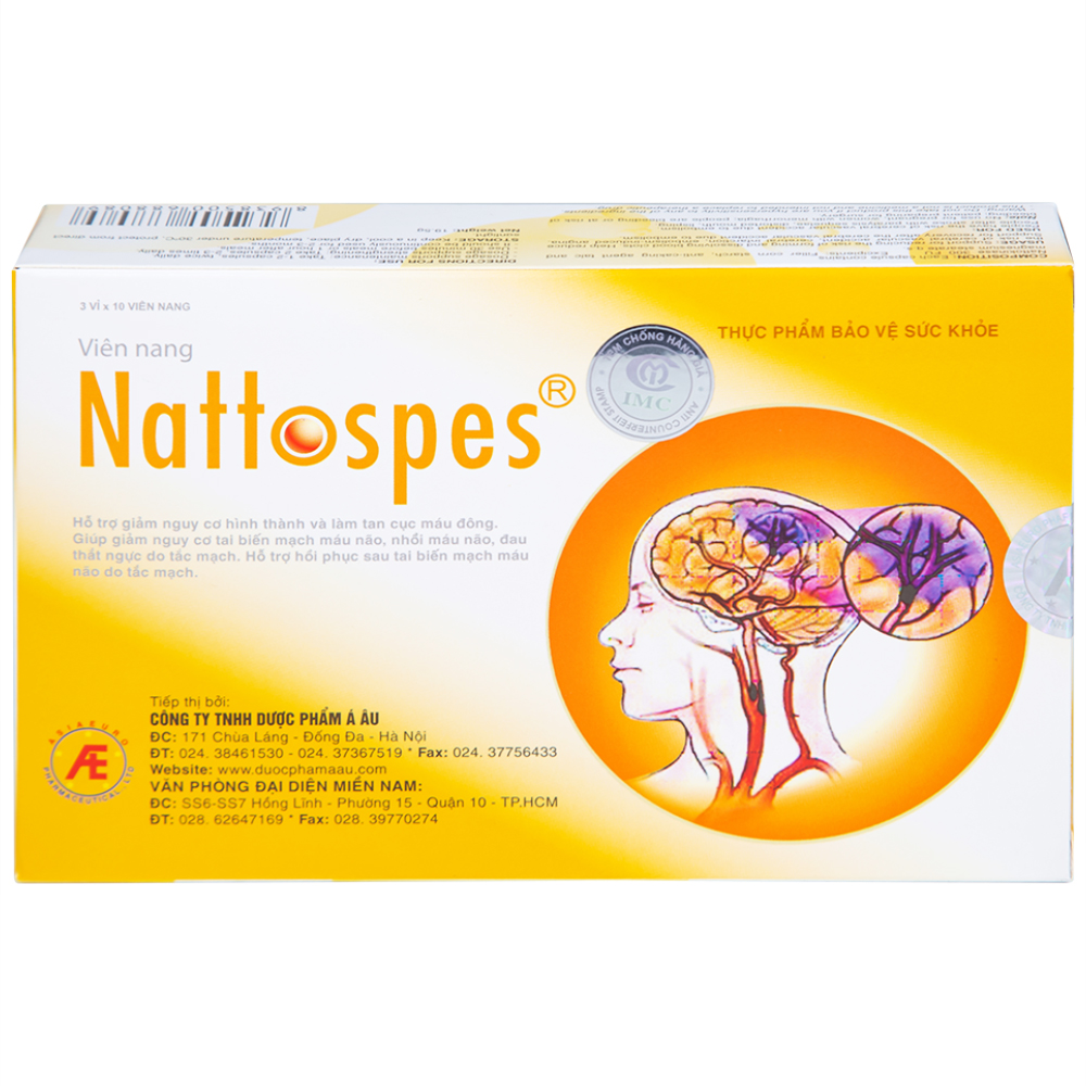 Viên uống giảm cục máu đông Nattospes Á Âu (3 vỉ x 10 viên)