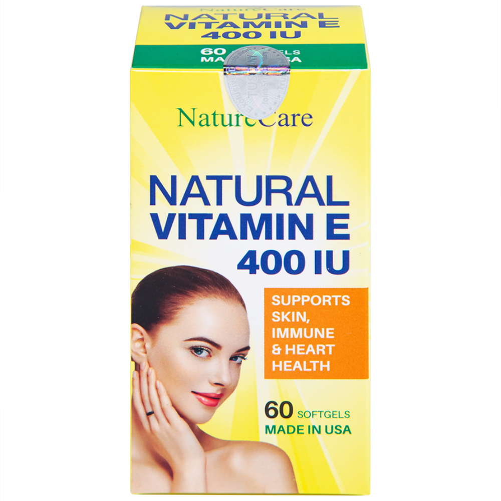 Viên uống giúp làm đẹp da, cải thiện sức khỏe da Natural Vitamin E 400 IU NatureCare (60 viên)