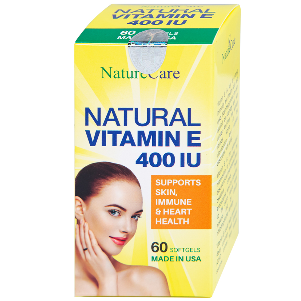 Viên uống giúp làm đẹp da, cải thiện sức khỏe da Natural Vitamin E 400 IU NatureCare (60 viên)