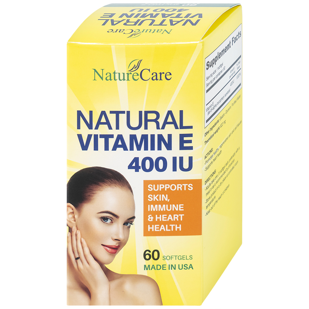 Viên uống giúp làm đẹp da, cải thiện sức khỏe da Natural Vitamin E 400 IU NatureCare (60 viên)